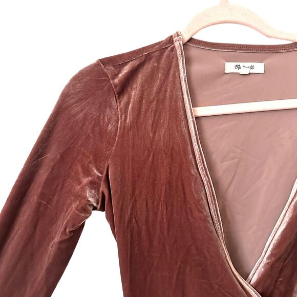 MADEWELL Velvet Ballet Wrap Top Dusty Rose Sz XS - Picture 4 of 5